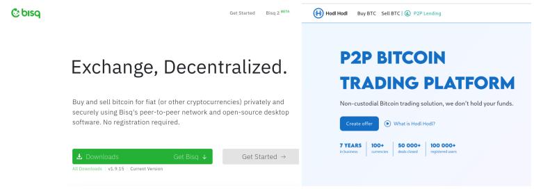 Hodl Hodl vs Bisq comparison